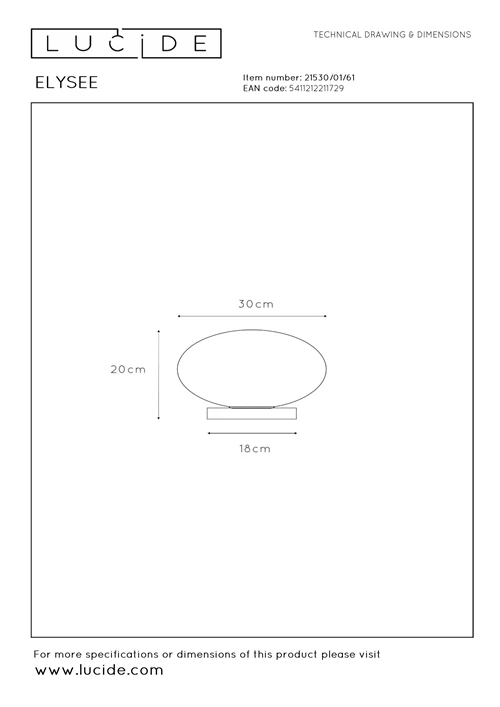 Lucide ELYSEE - Tafellamp - Ø 30 cm - 1xE27 - Opaal | Premium - technisch